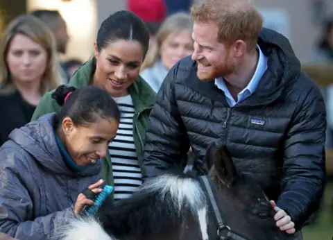 EPA The Duke and Duchess of Sussex in Rabat