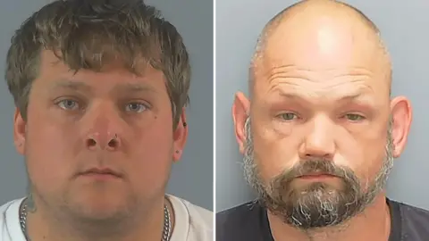 Two mugshots of Connor Bishop (on the left) and Leon O'Leary. They are both looking at the camera. Conner has short brown hair while O'Leary is bald with a shaggy grey beard,