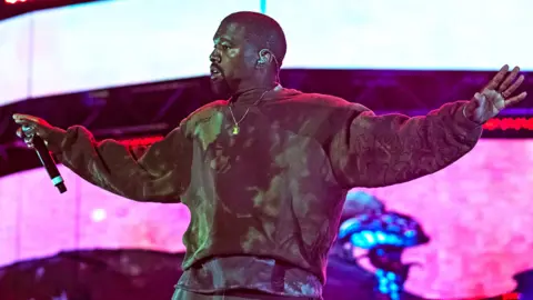 EPA Kanye West on stage at Coachella 2019