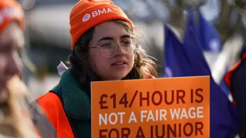 Getty Images Junior doctor on picket line