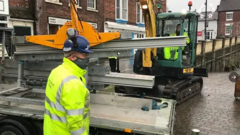 Environment Agency Flood barriers in Bewdley