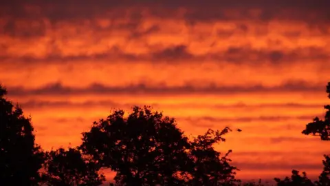 Weather watchers/William Clacton Red skies at sunrise in Clacton-on-Sea, Essex.