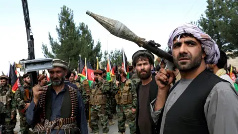 Reuters Armed men declare they will support the Afghan army near Kabul