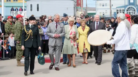 Getty Images Traditional throat singers perform for the royal couple