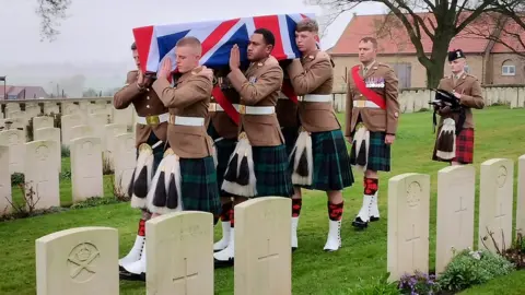 MOD/Crown/PA Lance Serjeant Robert Brand was buried at the Commonwealth War Graves Commission's Messines Ridge Cemetery in Belgium