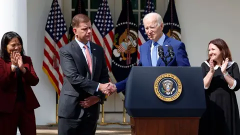 Getty Images Some unions have rejected a deal the Biden administration brokered in September