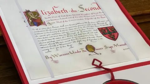 Simon Dedman/BBC Letters patent declaring Colchester a city