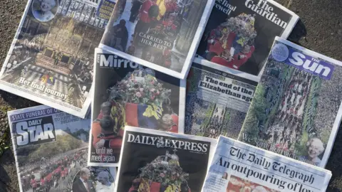 Getty Images The Queen's funeral reflected on Tuesday's front pages