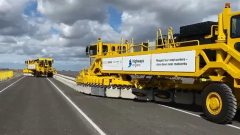 Highways England Machines used to install barrier