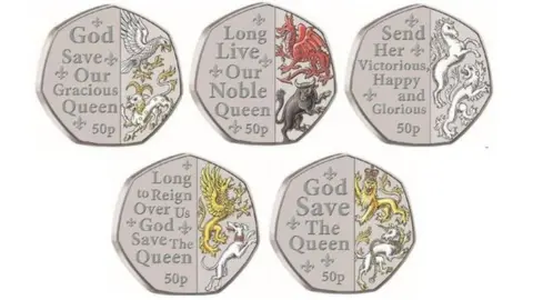 IOM GOVERNMENT The five coins featuring the national anthem and the Queen's beasts