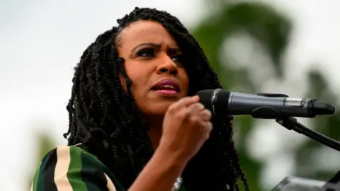 Getty Images Ayanna Pressley speaking at podium