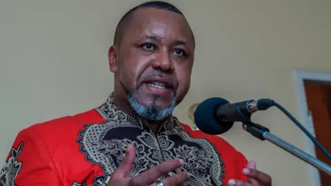 AFP Malawi's re-instated Vice President, Saulos Chilima, speaks at a press conference at his private residence in Lilongwe on February 5, 2020