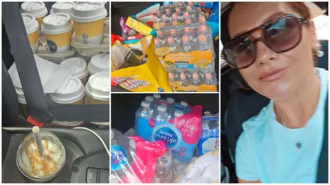 Charlotte Hill Charlotte Hill with a carload of refreshments including coffees, water and pop