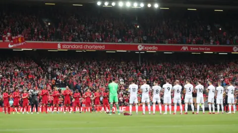 Reuters General view as Liverpool and Burnley players pay tribute to Andrew Devine, the 97th victim of Hillsborough before the match