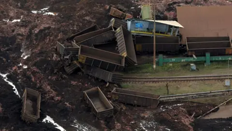 Reuters General view from above of the burst dam