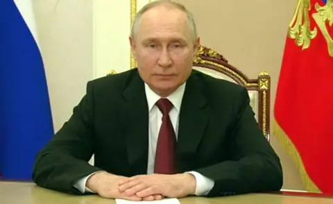 Kremlin.ru President Putin - screen grab from Kremlin video, 26 Jun 23