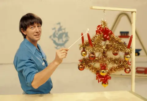 BBC John Noakes with the Blue Peter advent calender