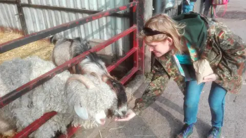 Andy Roberts Feeding animals at Greenmeadow Community Farm