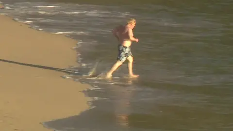 Boris Johnson goes for a swim on Sunday morning