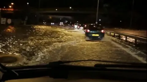 Flood water on road in Hull