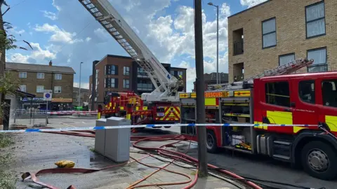 Essex Fire and Rescue Service Fire crews at the scene in Ottawa Road, Tilbury