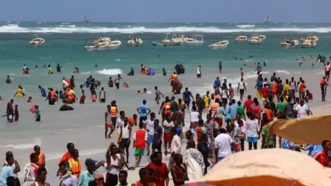 Reuters People on Lido beach, Mogadishu, Somalia - July 2020