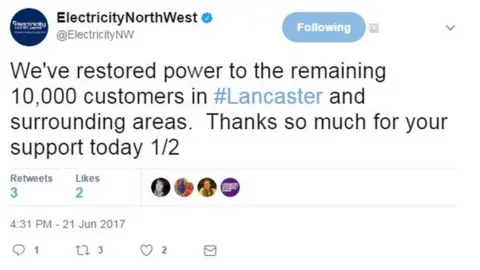 Electricity North West Electricity North West tweet