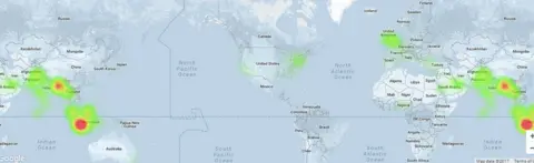 Spredfast Map showing the most tweets mentioning Rohingya were from south-east Asia
