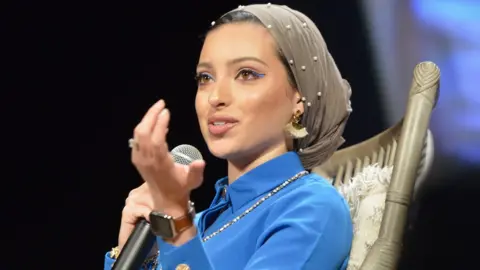 Getty Images Noor Tagouri speaks during the Hello Sunshine x Together Live tour at The Michigan Theater