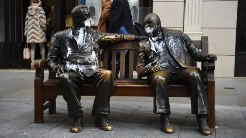 PA The figures of Franklin D Roosevelt and Winston Churchill on the Allies sculpture in New Bond Street,