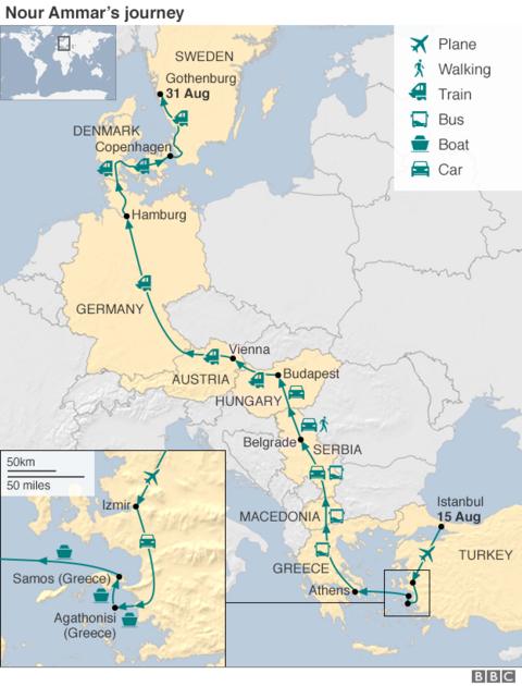 From Turkey to Sweden: Syrian migrant's perilous journey - BBC News