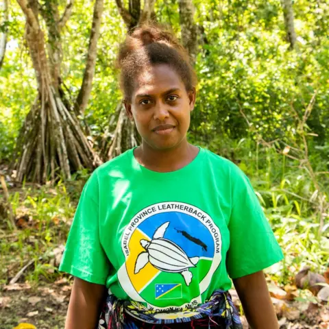 Justine Hausheer/TNC Anita Posola works to protect leatherback turtles