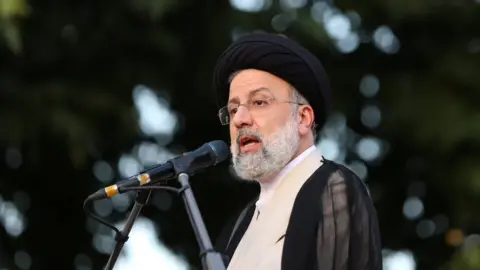Reuters Presidential candidate Ebrahim Raisi speaks during a campaign rally in Tehran, Iran (15 June 2021)