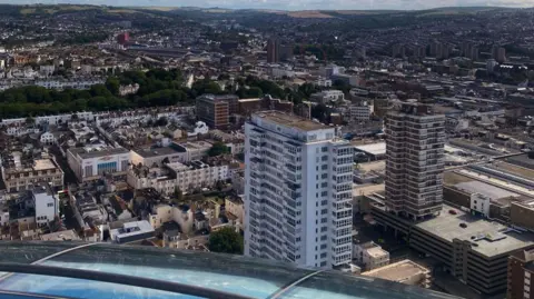 Skyline of Brighton including high rise flats and art deco buildings