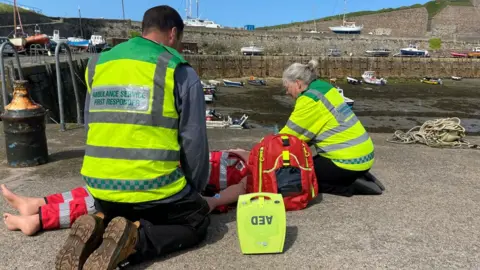 St John Ambulance & Rescue Two people training in first aid in Alderney