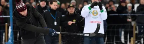 AFP The Duke of Cambridge playing bandy hockey