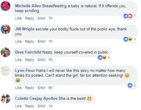 Glamour/FB Comments on Facebook: "Breastfeeding a baby is natural. If it offends you, keep scrolling; Excrete your bodily fluids out of the public eye, thank you; Nast, keep yourself covered in public; I will never like this story no matter how many times it's posted; She's the best"