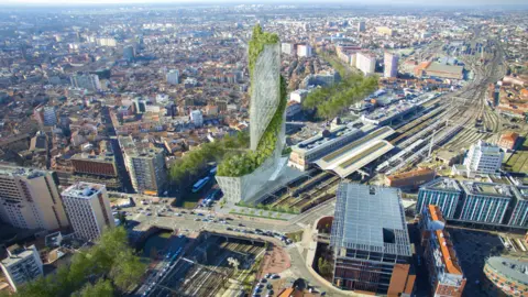 Studio Libeskind/Compagnie de Phalsbourg. Concept art of a new tower in Toulouse