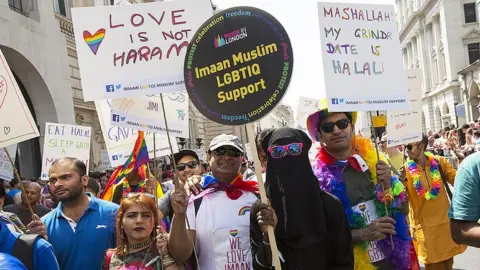 Getty Images Members of Imaan at Pride in London, 2018