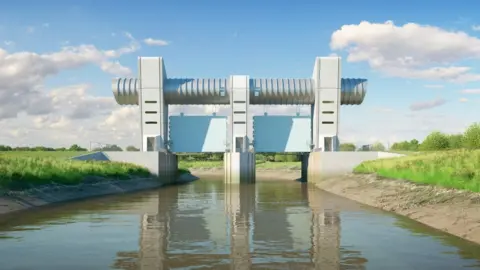 Sedgemoor District Council Artist Impression Of The Bridgwater Tidal Barrier