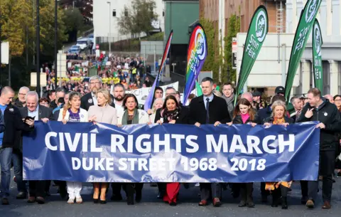 Getty Images Sinn Féin held a rally in Derry to mark the 1968 civil rights march.