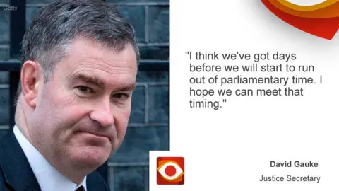 BBC David Gauke: "I think we've got days before we will start to run out of parliamentary time. I hope we can meet that timing."