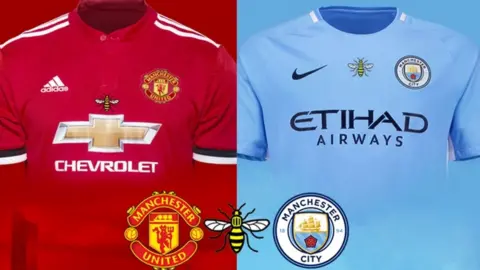 Manchester City Football Club Worker bee shirts that Manchester City and Manchester United players will wear