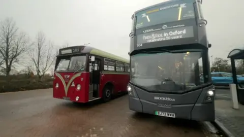 BBC Two buses at the Redbridge park and ride Oxford