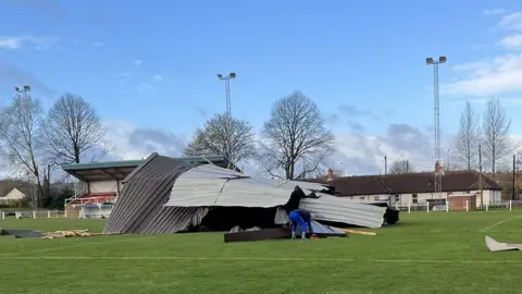 Bradley Fearnley The clubhouse roof on the pitch at Chester-le-Street FC