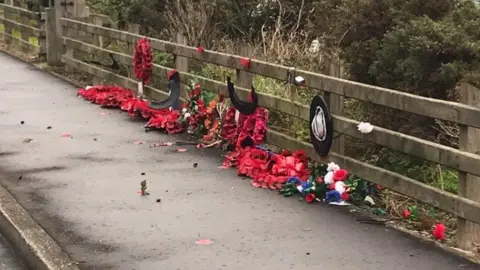 Memorial to the Narrow Water Massacre Facebook  damage to wreaths