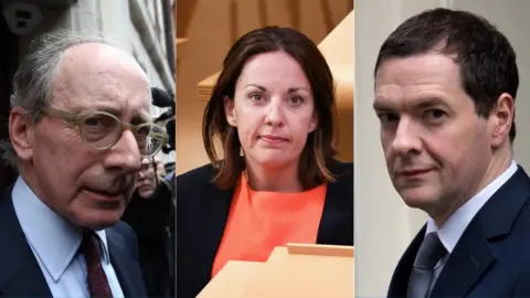 Getty Images Sir Malcolm Rifkind, Kezia Dugdale and George Osborne