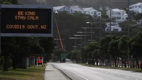 AFP A motorway sign reads "Be kind and stay calm"