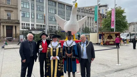 BBC Goose Fair officials in Old Market Square