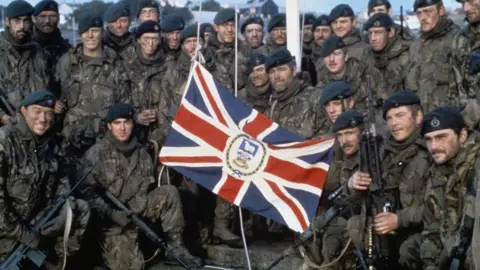 Getty Images British troops forced the Argentinian surrender in June 1982